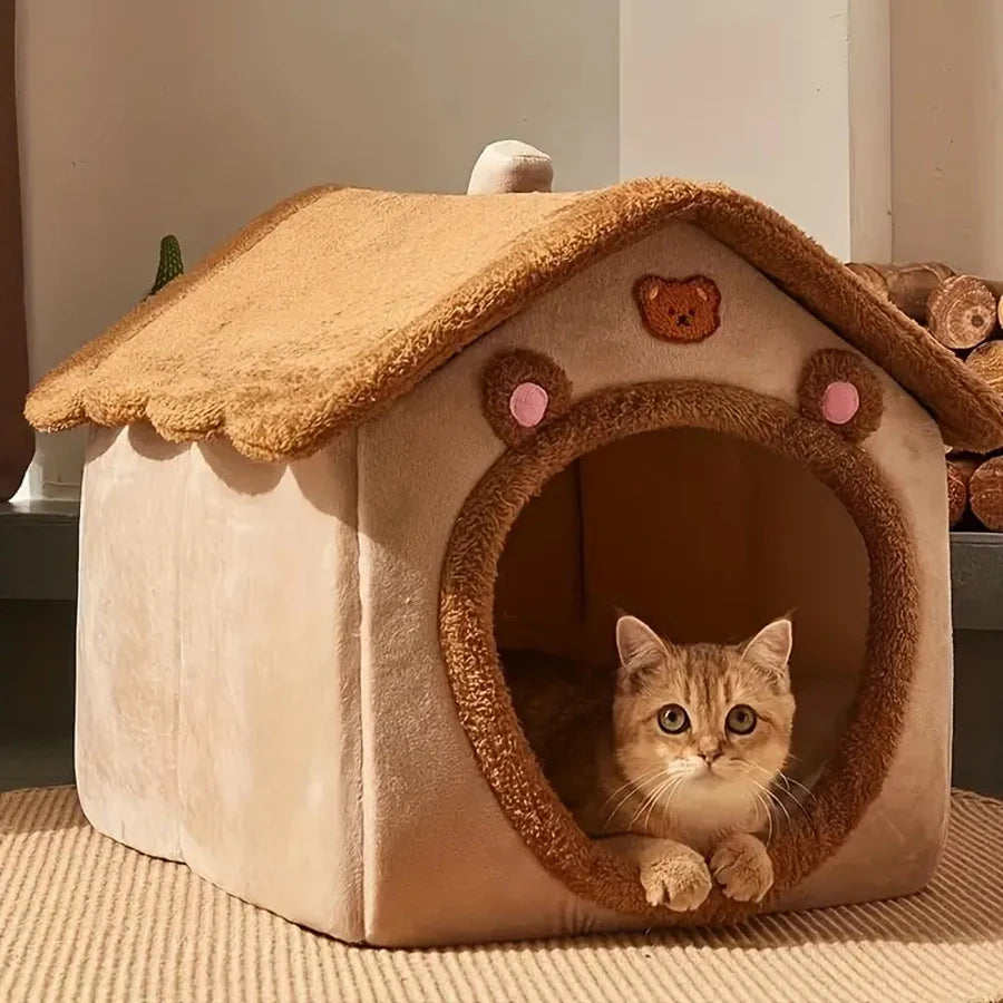 Faltbares & Waschbares Haustierhaus - Gemütliches Höhlenbett für kleine Katzen & Welpen™