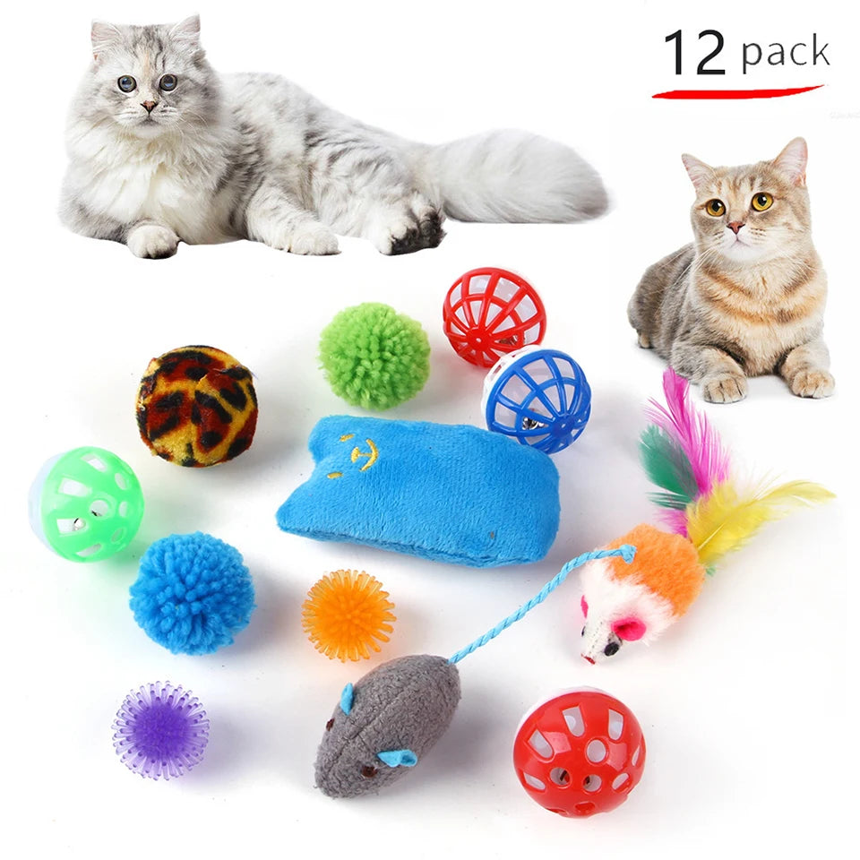 DualPet kitten toy set – 20-piece variety pack with stick, sisal mouse, bell, and ball™