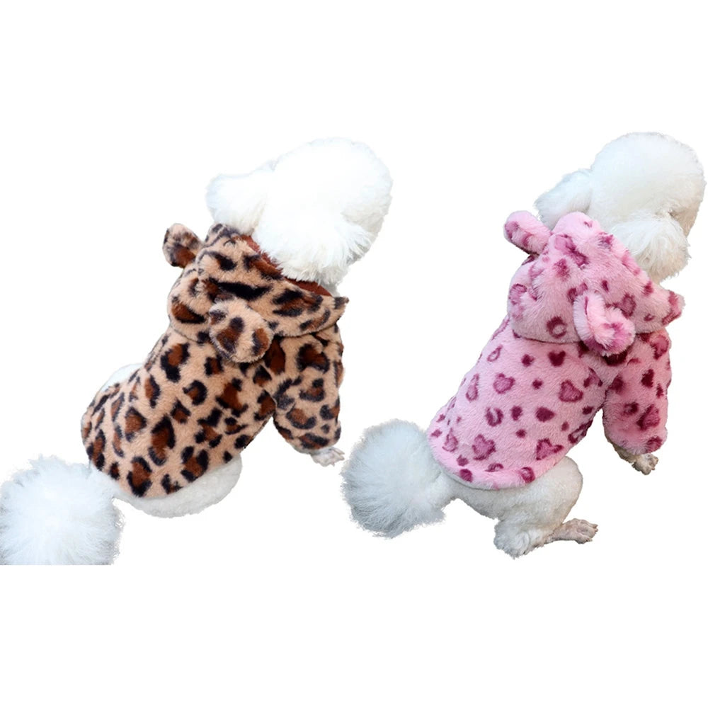 Winter pet dog clothes – warm fleece hoodie & leopard coat for small dogs, french bulldog™