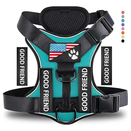 Service dog harness – reflective vest with 5 patches, adjustable soft oxford with mesh inner layer™