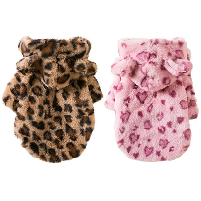 Winter pet dog clothes – warm fleece hoodie & leopard coat for small dogs, french bulldog™