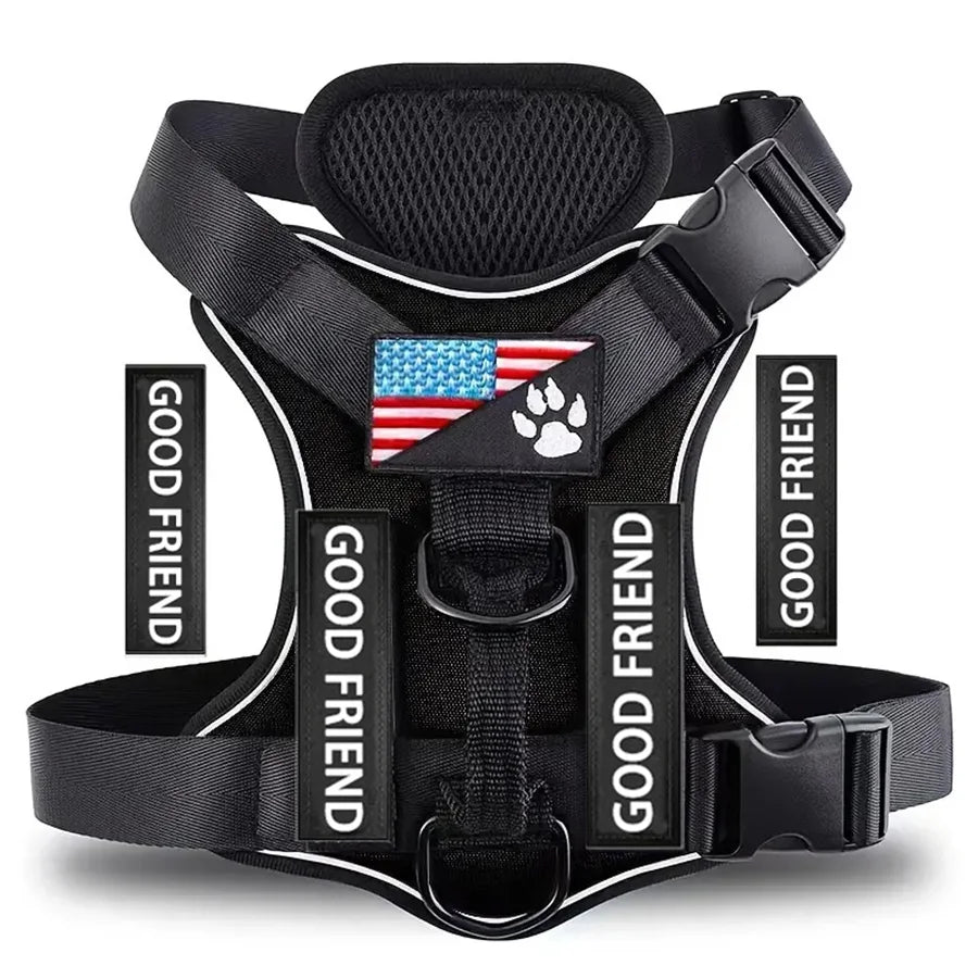 Service dog harness – reflective vest with 5 patches, adjustable soft oxford with mesh inner layer™