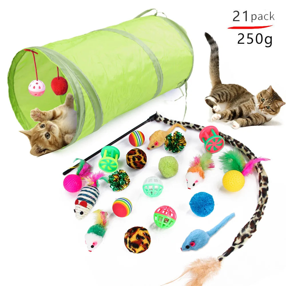 DualPet kitten toy set – 20-piece variety pack with stick, sisal mouse, bell, and ball™