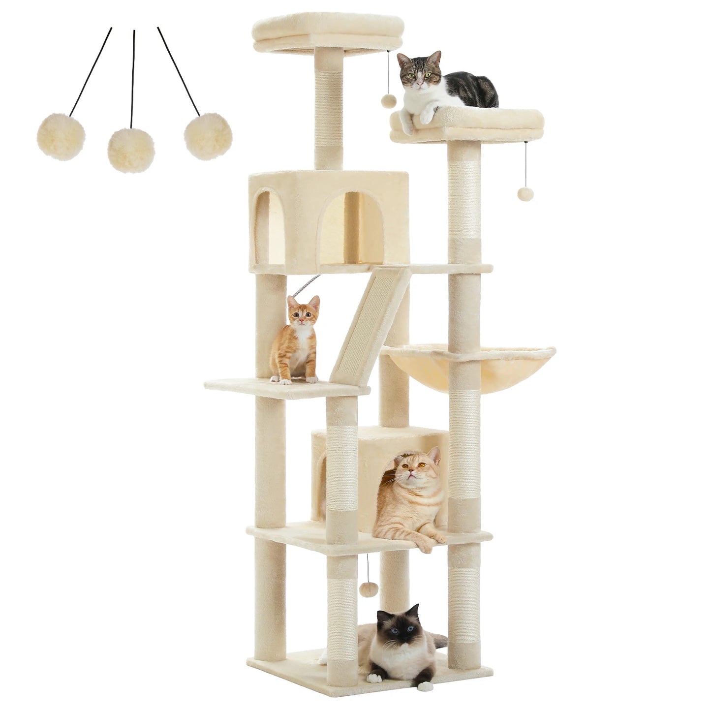 Large cat tree – multi-level plush tower with scratching posts, boards, perches & caves for indoor cats™