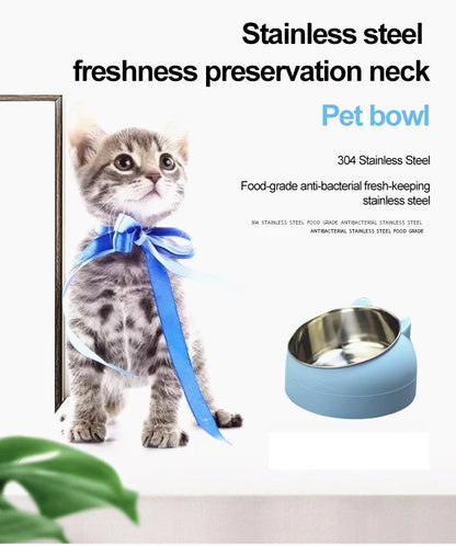 Tilted Stainless Steel Cat Bowl - Cute & Functional Feeder™