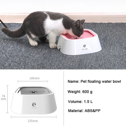 Dog drinking water bowl – spill-proof floating design, non-wetting mouth, plastic anti-over dispenser™