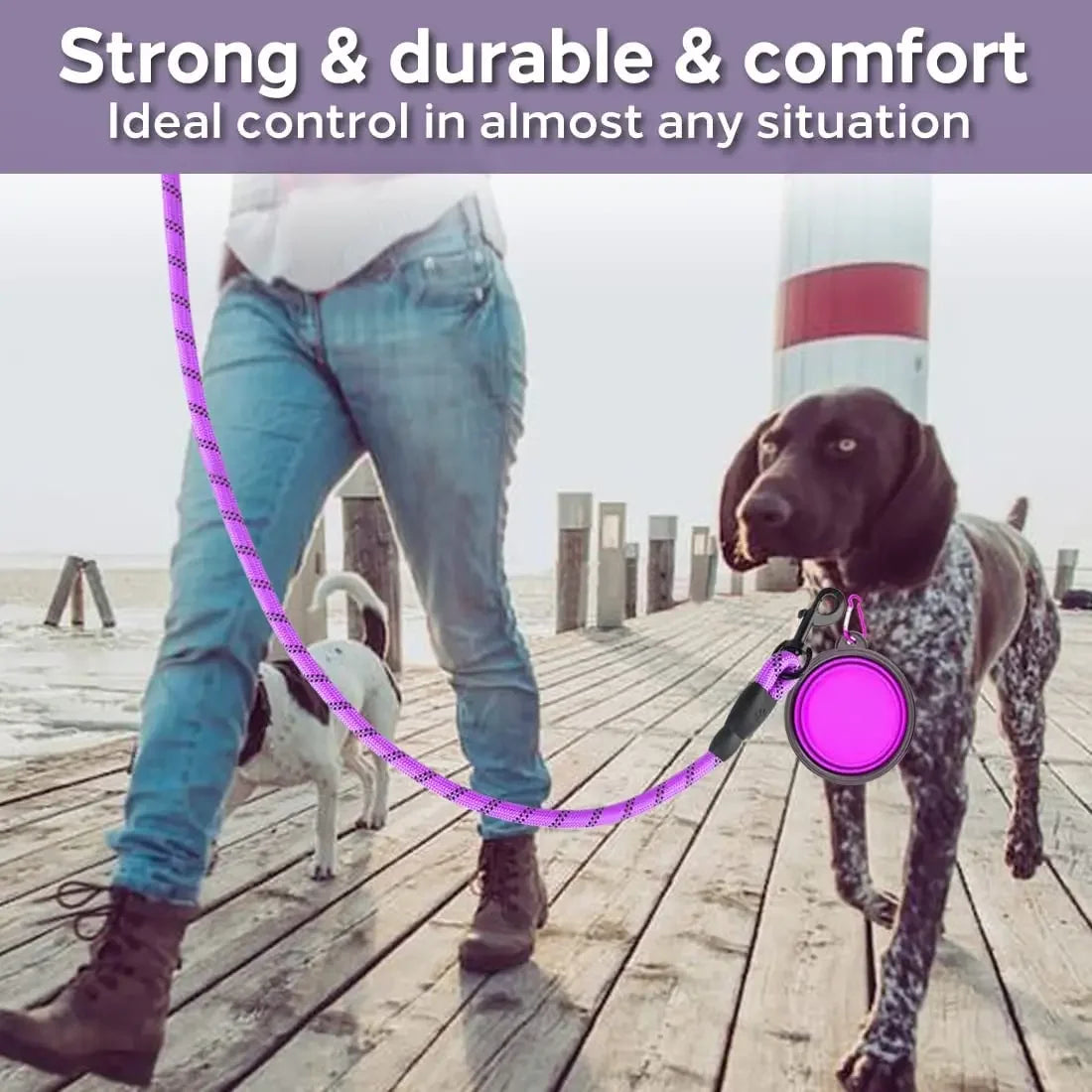 Strong dog leash – reflective for small, medium & large dogs, golden retriever™