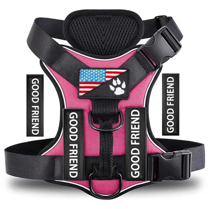 Service dog harness – reflective vest with 5 patches, adjustable soft oxford with mesh inner layer™