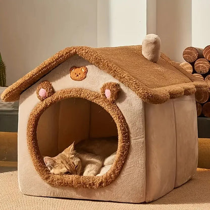 Faltbares & Waschbares Haustierhaus - Gemütliches Höhlenbett für kleine Katzen & Welpen™