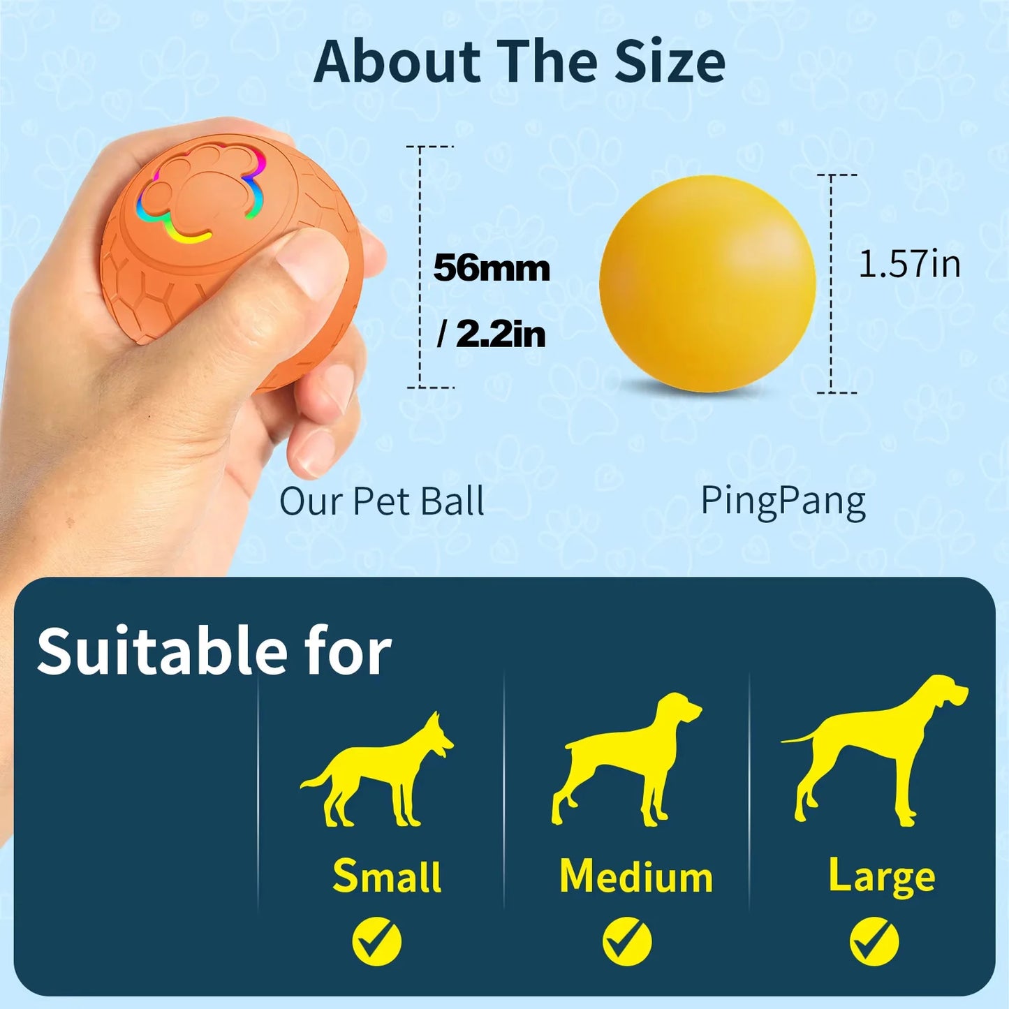 Smart LED pet ball – rechargeable interactive toy with automatic bouncing & RGB lights™