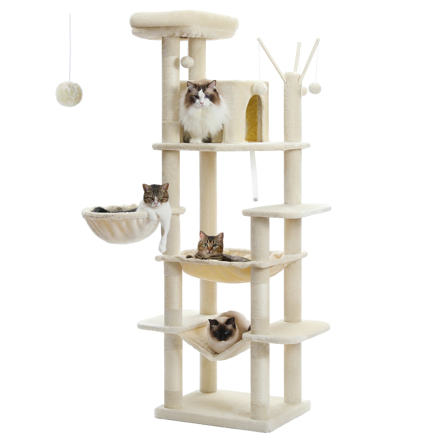 Large cat tree – multi-level plush tower with scratching posts, boards, perches & caves for indoor cats™