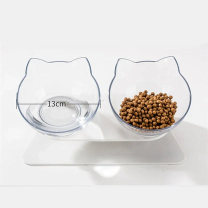 Non-Slip Double Pet Bowl with Stand - Ideal for Cats™