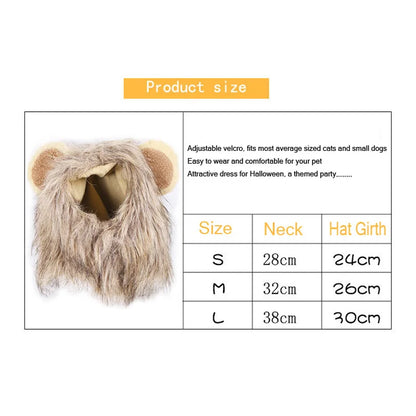 Funny pet clothes – cute cat wig lion mane costume with ears for kittens & dogs, fancy party hat™