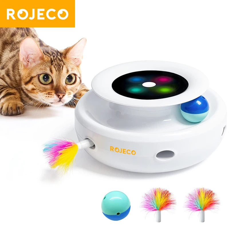 ROJECO 2-in-1 smart cat toy set – automatic feather & fun ball with 5 modes™