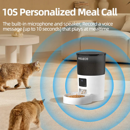 ROJECO automatic cat feeder – smart pet food dispenser with camera, voice recorder & remote control™