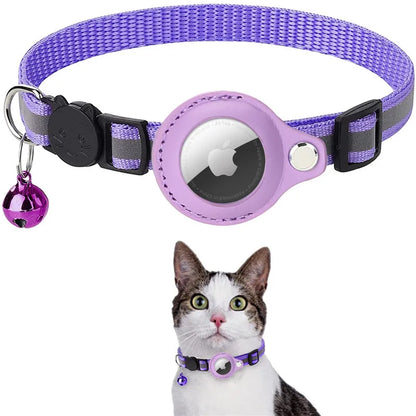 Katze AirTag Halter Halsband – Sicherheitsverschluss mit reflektierenden Streifen, verstellbar, wasserdicht mit Glocke™