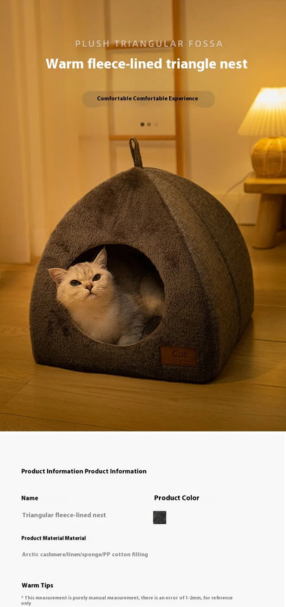 Luxurious Velvet Triangle Cat House™