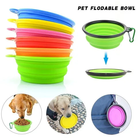 Large Collapsible Silicone Dog Bowl – 350/1000ml Portable Travel Feeder Dish for Pets™