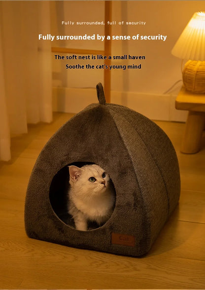 Luxurious Velvet Triangle Cat House™