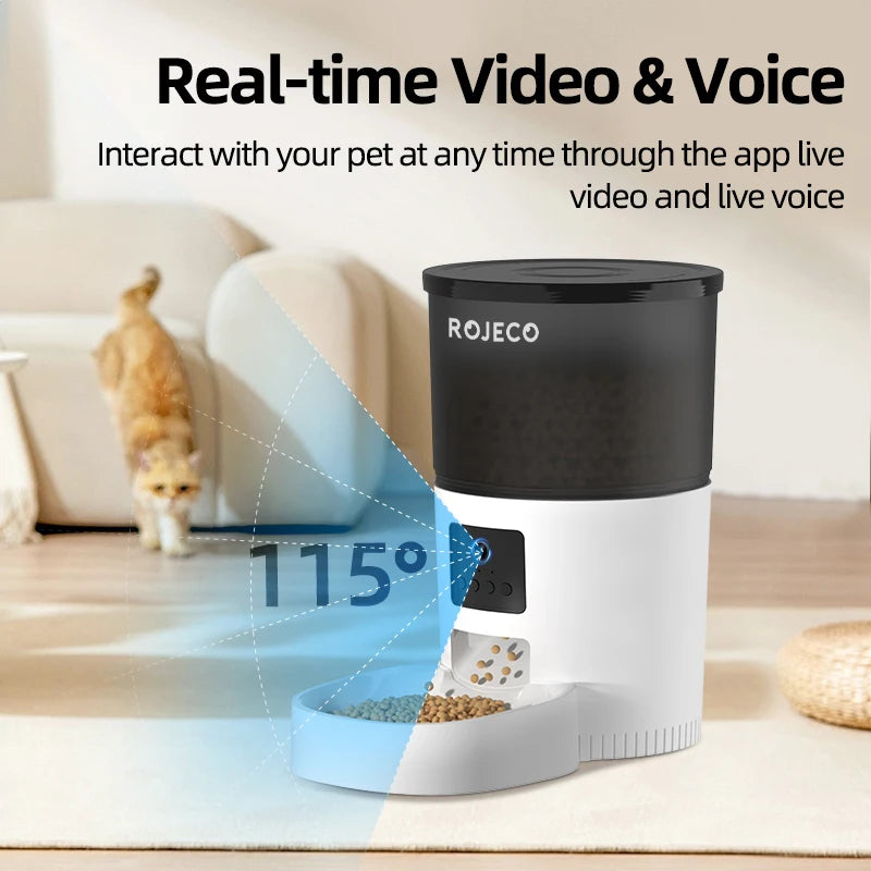 ROJECO automatic cat feeder – smart pet food dispenser with camera, voice recorder & remote control™