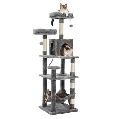 Large cat tree – multi-level plush tower with scratching posts, boards, perches & caves for indoor cats™