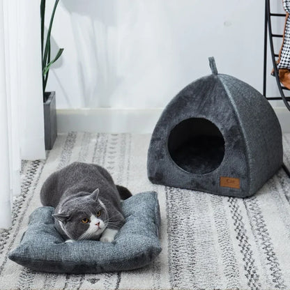 Luxurious Velvet Triangle Cat House™