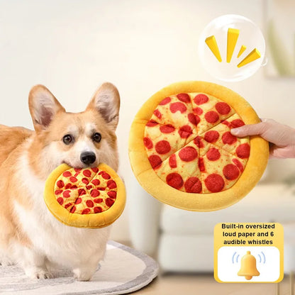 Plush dog toy – doughnut & pizza shape squeaky chew for small & large dogs™