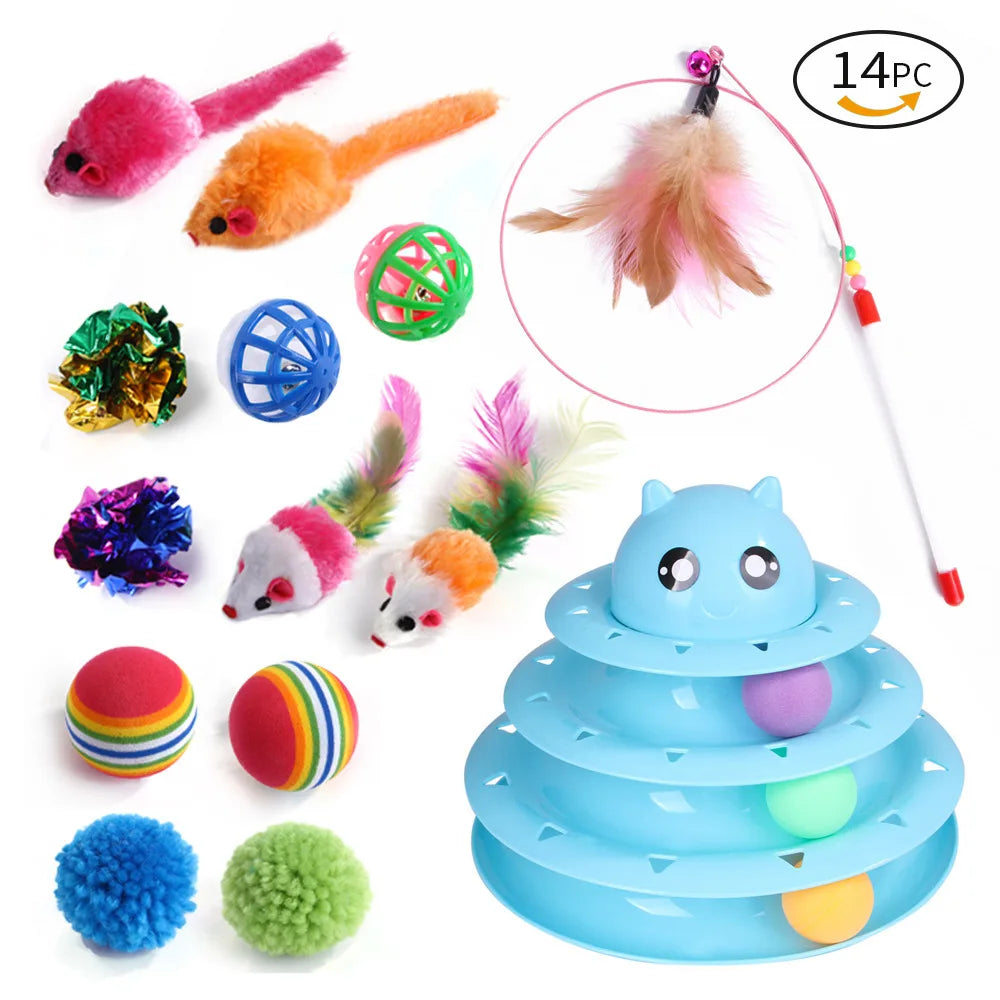 DualPet kitten toy set – 20-piece variety pack with stick, sisal mouse, bell, and ball™