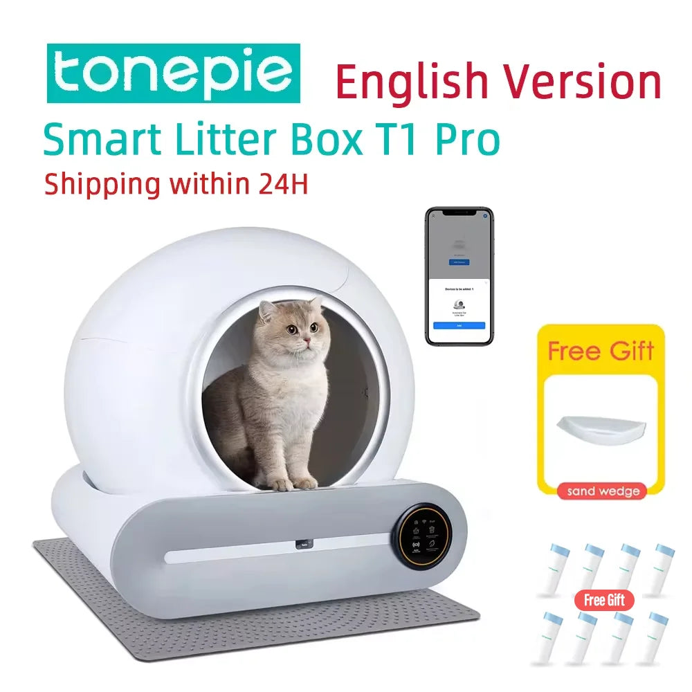 Tonepie 65L automatischer smarter Katzenstreu-Behälter – selbstreinigend, vollständig geschlossener Haustier-Toilettentray™