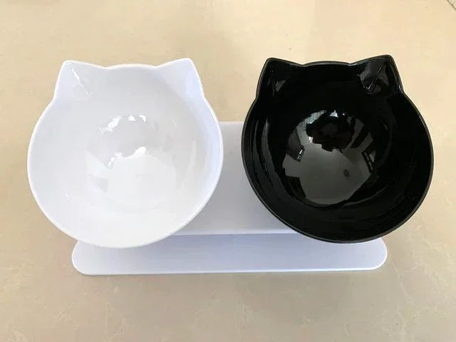 Non-Slip Double Pet Bowl with Stand - Ideal for Cats™