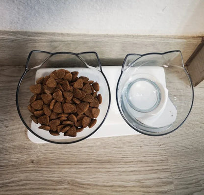 Non-Slip Double Pet Bowl with Stand - Ideal for Cats™