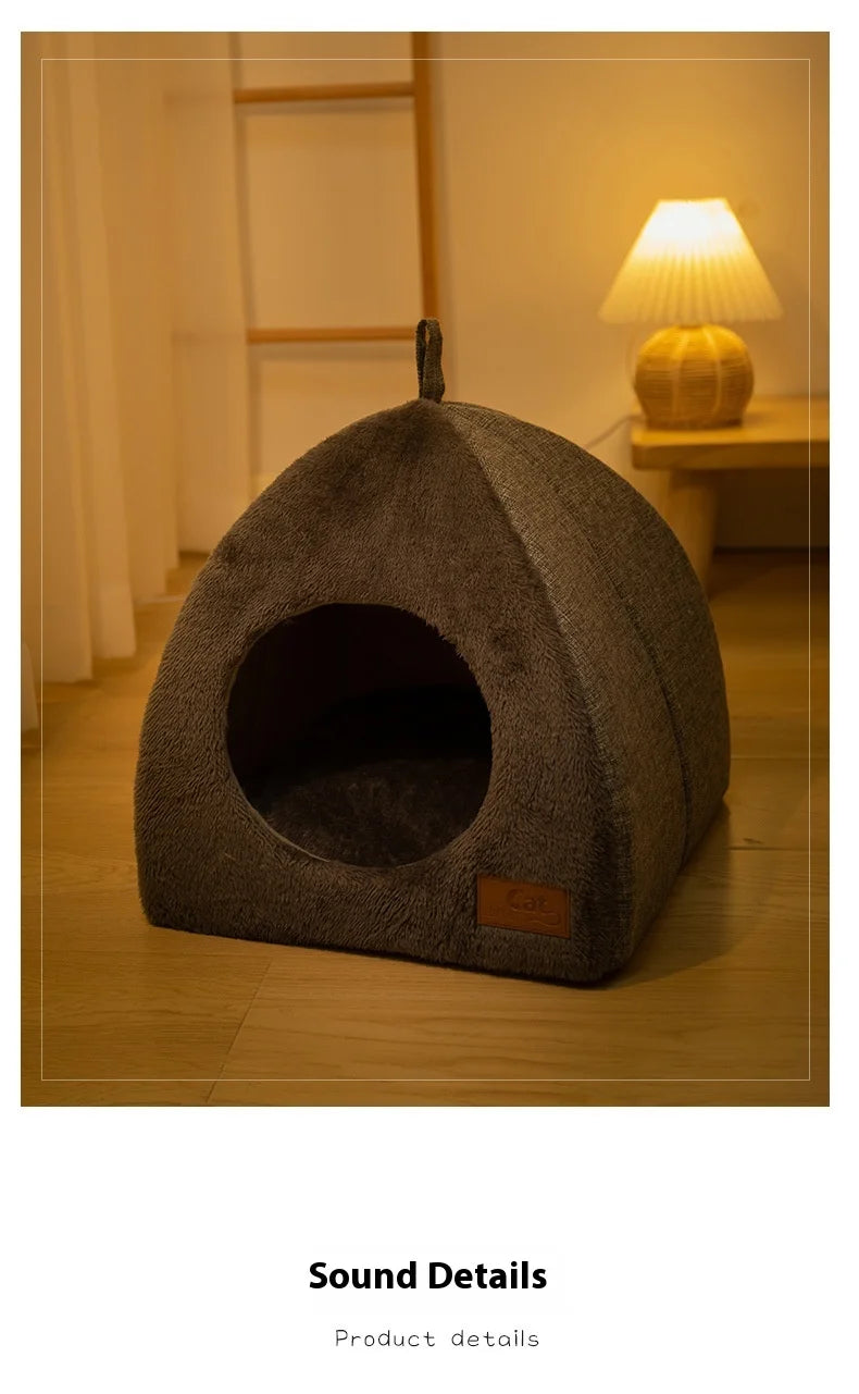 Luxurious Velvet Triangle Cat House™