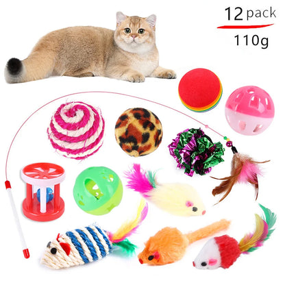 DualPet kitten toy set – 20-piece variety pack with stick, sisal mouse, bell, and ball™