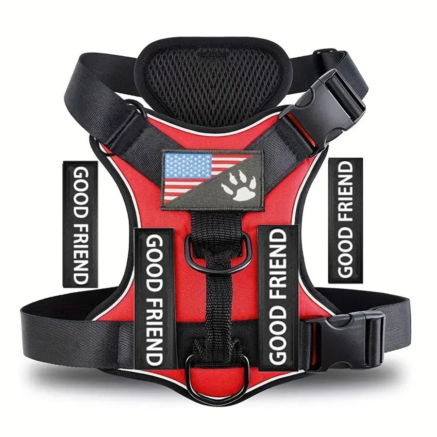 Service dog harness – reflective vest with 5 patches, adjustable soft oxford with mesh inner layer™