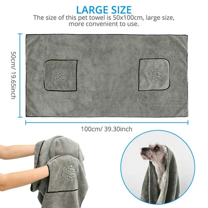 Super absorbent pet towel – quick-drying microfiber bathrobe for dogs & cats™