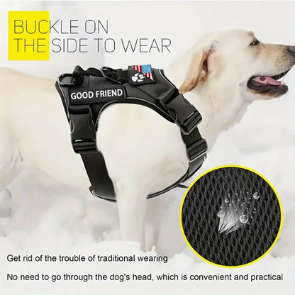 Service dog harness – reflective vest with 5 patches, adjustable soft oxford with mesh inner layer™