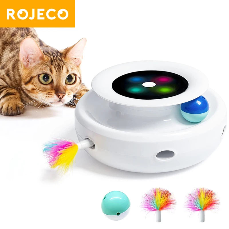 ROJECO 2-in-1 smart cat toy set – automatic feather & fun ball with 5 modes™