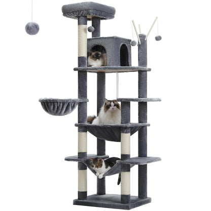 Large cat tree – multi-level plush tower with scratching posts, boards, perches & caves for indoor cats™