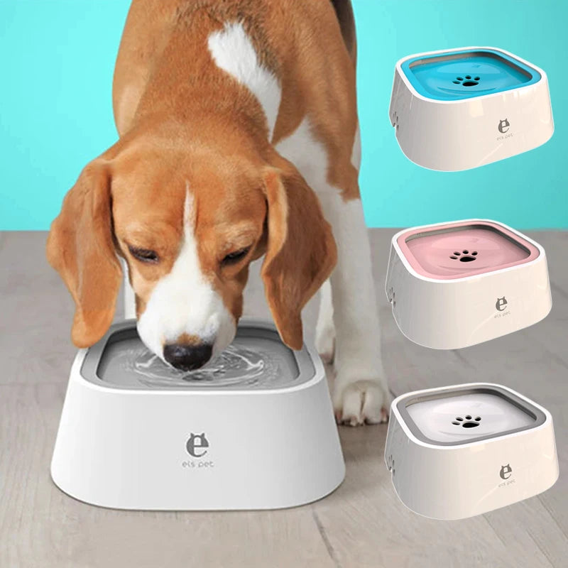 Dog drinking water bowl – spill-proof floating design, non-wetting mouth, plastic anti-over dispenser™