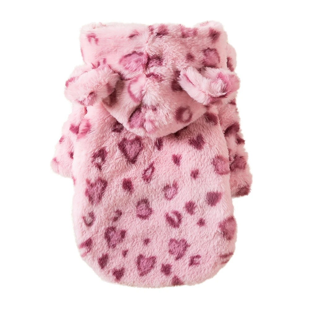 Winter pet dog clothes – warm fleece hoodie & leopard coat for small dogs, french bulldog™