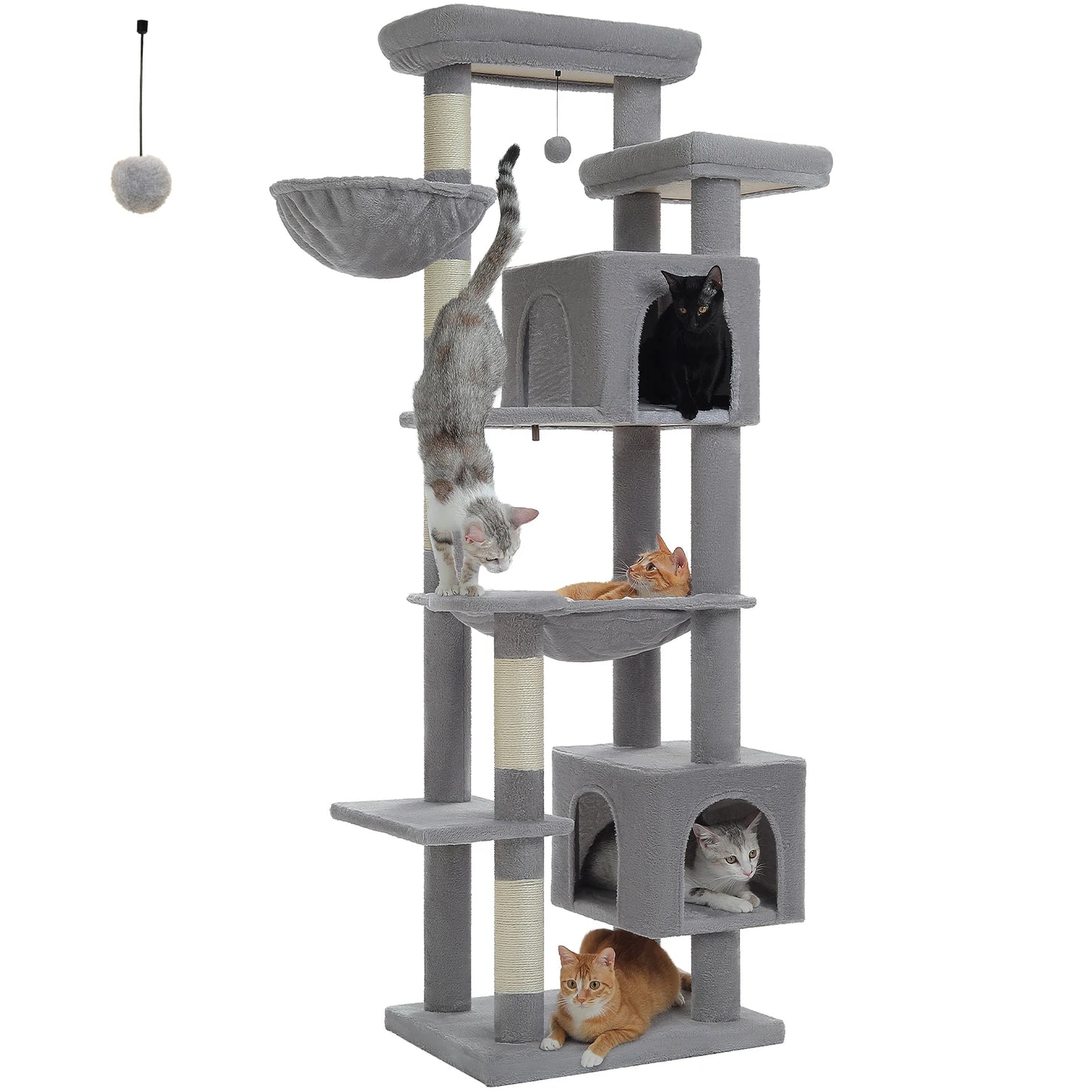 Large cat tree – multi-level plush tower with scratching posts, boards, perches & caves for indoor cats™