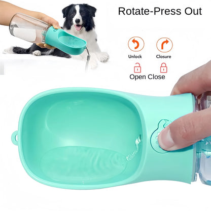 Portable pet water bottle – food-grade material with water cup & food dispenser for dogs & cats™