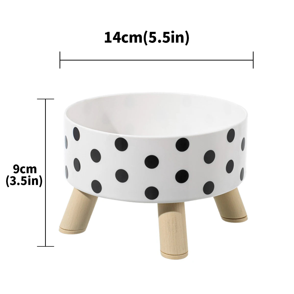 Black & White Polka Dot Checkerboard Pet Bowl – Universal PP Bowl for Cats & Small Dogs™