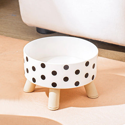 Black & White Polka Dot Checkerboard Pet Bowl – Universal PP Bowl for Cats & Small Dogs™