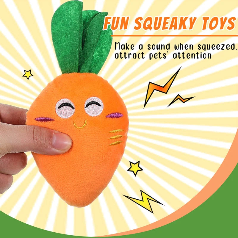 Dog squeaky carrot toy – plush stuffed chew for small & medium dogs, dental care™