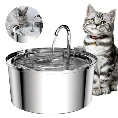 Stainless Steel Cat Water Fountain - Silent USB Automatic Feeder with Smart Filter™