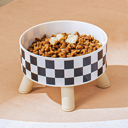 Black & White Polka Dot Checkerboard Pet Bowl – Universal PP Bowl for Cats & Small Dogs™