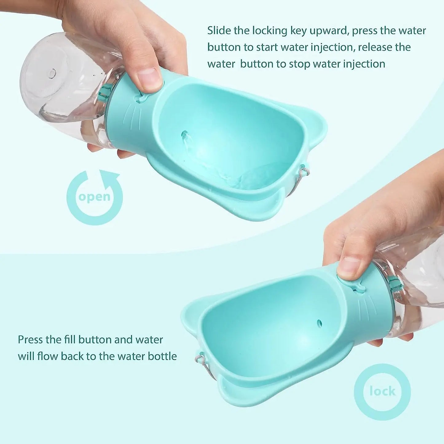 Dog water bottle – leak-proof pet dispenser with detachable food container for travel & hiking™