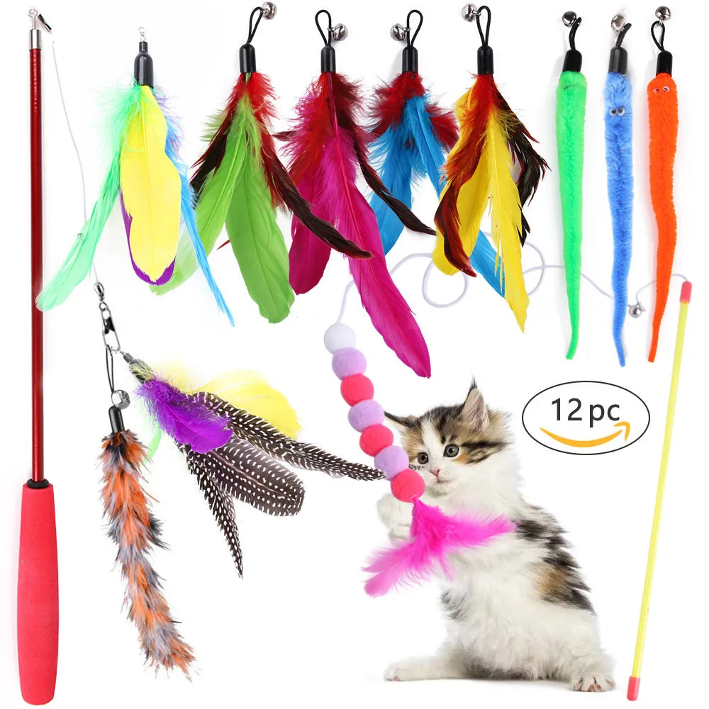 DualPet kitten toy set – 20-piece variety pack with stick, sisal mouse, bell, and ball™