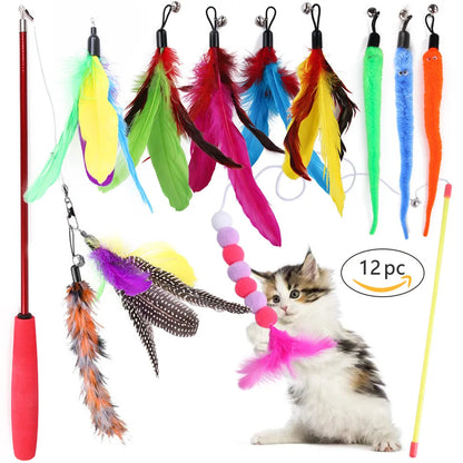 DualPet kitten toy set – 20-piece variety pack with stick, sisal mouse, bell, and ball™